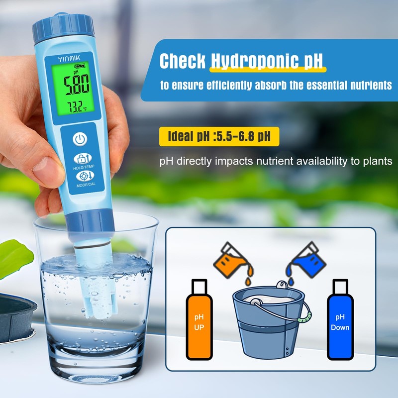 YINMIK Water pH Meter, Digital 4 in 1 pH Temp