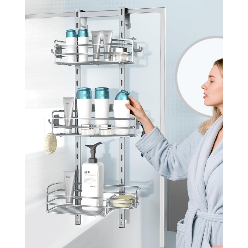 Nieifi Over The Door Shower Caddy Pantry Organizer Rack, Adjustable