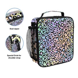 MNSRUU Lunch Bags for Boys Girls Student, Leopard Print Reusable Insulated Lunch Cooler Bag Organizer Thermal Meal Tote Kit, Lunch Box with Adjustable Shoulder Strap