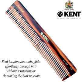 Kent 16T Double Tooth Hair Dressing Table Comb, Tortoise Fine and Wide Tooth Dresser Comb For Hair, Beard and Mustache, Coarse/Fine Hair Styling Grooming Comb for Men Women and Kids. Made in England