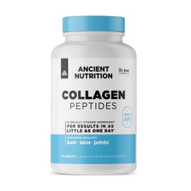 Ancient Nutrition Collagen Peptides, Collagen Peptides Tablets, Unflavored Hydrolyzed Collagen, Supports Healthy Skin, Hair, Joints, Gut, Gluten Free, Paleo, and Keto Friendly, 30 Count