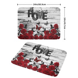 Red Rose Dish Drying Mat 18x24 inch Romantic Floral Absorbent Microfiber Sink Counter Dishware Drainer Pad for Kitchen Coffee Bar Decor