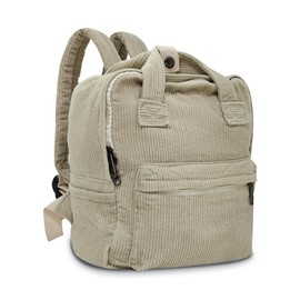 Boziee Small Backpack Women's Canvas / Cord City Backpack Backpacks Daypacks Backpack Handbags Children's Backpacks for School Travel Work Women Girls Teenagers Unisex Small Size, beige