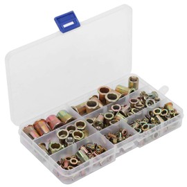 Steel Rivet Nut, 128Pcs Steel Rivet Nut ColorPlated Zinc Boxed M3/4/5/6/8/10/12 Rivet Nuts Combination Vertical Thread with Storage Boxes, Rivet Nuts