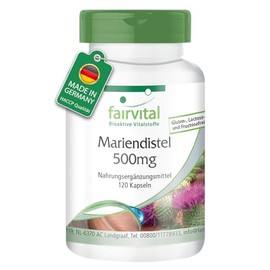 fairvital Milk Thistle 500 mg, 120 Capsules, Swallow Friendly, Silybum Marianum, Quality-Tested and High Dosage, 100% Vegan, Made in Germany