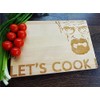 Cutting board LET'S COOK 15x10 inches BEECH wood handmade engraved