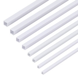 OLYCRAFT 40 Pieces 4 Size ABS Plastic Square Tube 3/4/5/6 mm White ABS Plastic Square Tube Hollow Square Bar ABS Plastic Square Tube for DIY Sand Table Architectural Model Making