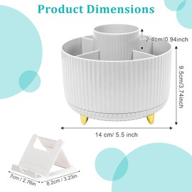 Elezeal Rotating Desk Organizer - 360-Degree Desk Organiser, Multi-Compartment Pen Holder with Non-Slip Base, Pencil Cup Art Supply Storage Box Caddy for Office, Home, and School Supplies