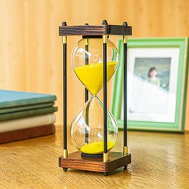 Large Sand Timer, Hourglass Timer 60 Minutes,Vintage Wooden Hour Glass Timer,Modern Home Kitchen Office Decoration (Gold)