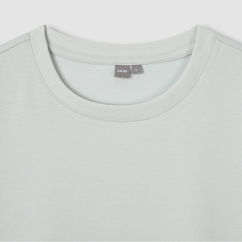JAJU AIR Cotton Short-Sleeve T-shirt_Mint Grey