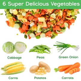 Freeze Dried Mixed Dehydrated Vegetables - 10.58oz Natural Ramen Toppings Vegetable Flakes, No Gluten& No Allergen, Dry Veggie for Cooking, Camping, Emergency Supply