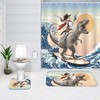 Yeoiat 4 Pcs Dinosaur Cat Shower Curtain Sets Funny Shower
