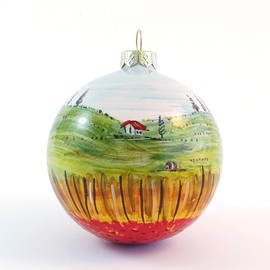 thatsArte.com – Italian Hand Painted Ceramic Christmas Ball Ornaments Deruta Pottery for Xmas Tree Decoration Umbria Landscape Handmade in Italy by D&G Design