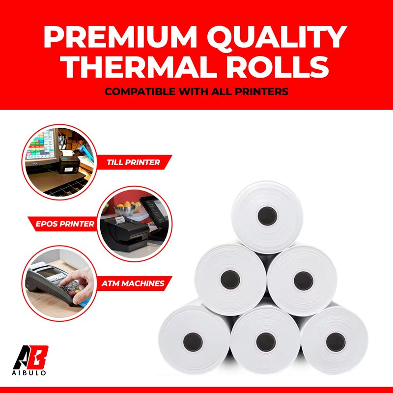 Aibulo Premium Thermal Paper Till Receipt Rolls 50 Rolls -