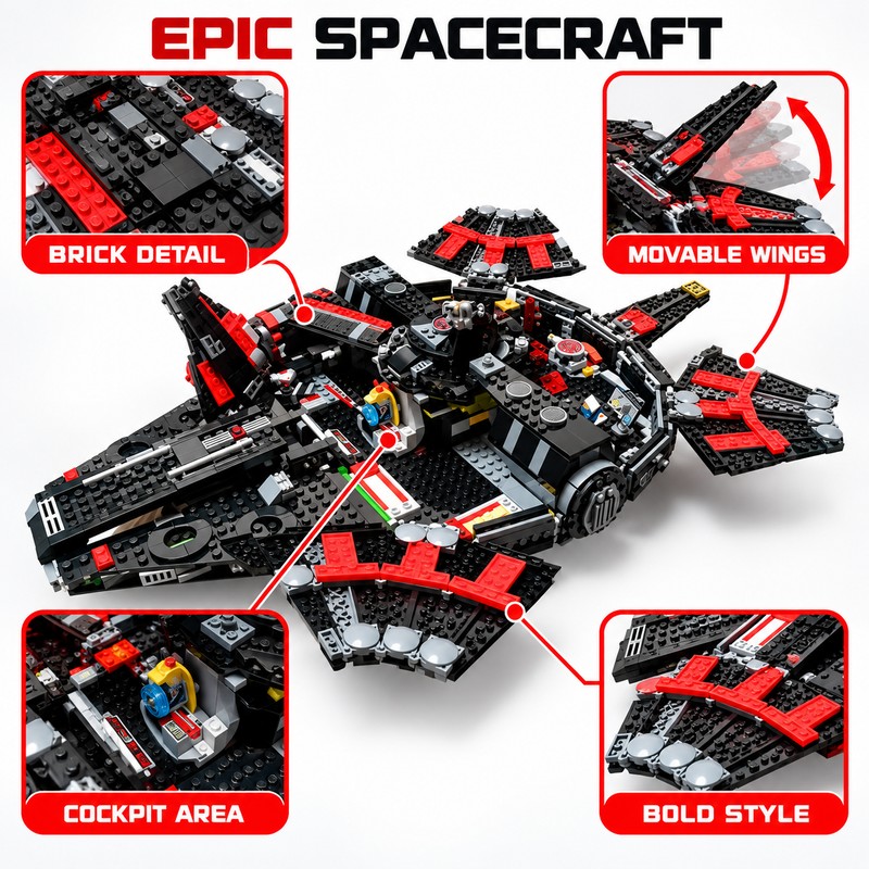 Black Spaceship Vehicle Model – Movie-Inspired Sci-Fi Desktop Ornament and