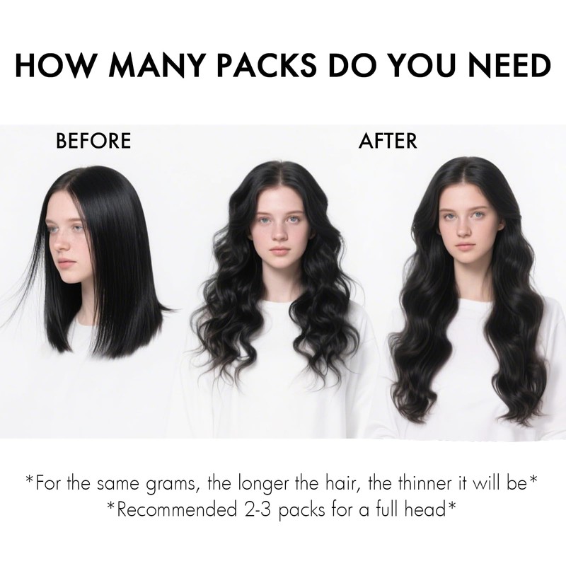 EINbeauty Clip-In Real Hair Extensions, 7 Pieces, 120 g, 50