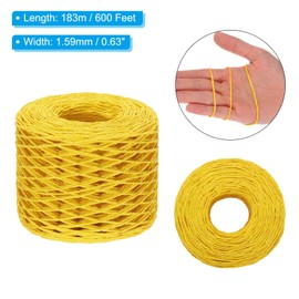 PATIKIL 600ft Raffia Paper Rope for Crochet Craft Braided String Raffia Ribbon Yellow