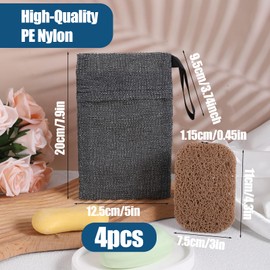 Soap Saver Bag Set-2 Pack Bar Soap Pouch and 2 Pcs Soap Lifting Pads Mesh Exfoliating Soap Bag Foaming Bar Soap Pouches for Large Bar Soap or Leftover Bits