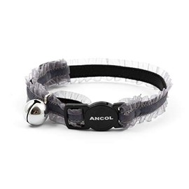 Ancol Velvet Frills Safety Cat Collar, Grey
