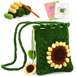 Mnuizu Crochet Kit for Beginners - Phone Bag Crochet Set with Yarn, Tools, and Video Tutorials for Adults Starting Out in Crochet Craft(Autumn Green）