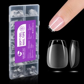Gelike ec 552pcs Extra Short Coffin Nail Tips: Full Cover XS Short Soft Gel Nail Tips Pre-Polished Artificial Nail Tips Made of PMMA Resin for Nail Design Art DIY Salon, 12 Sizes