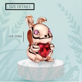 Doyafer 925 sterling silver gold rabbit charm bead, for women's bracelets Ruby bead string Gifts for family and friends