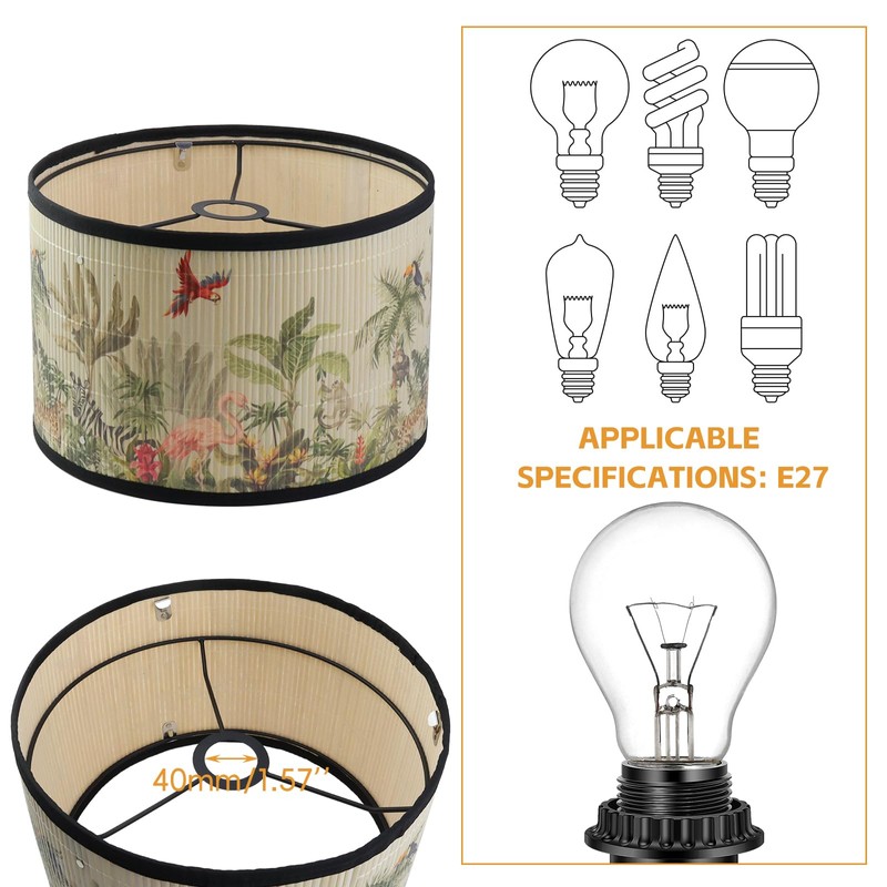 Mewutal Drum Lampshade Bird Pattern Chandelier Lamp Shade Removable Lamp
