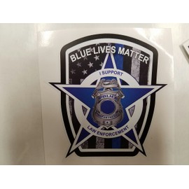 5 Pack of Thin Blue Line Police Officer BLM American Flag Vinyl Decal Sticker Car Truck