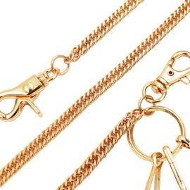 Lightweight Super Thin Cut Link Wallet Chain Swivel Trigger snap Biker Punk Key Chain (Gold)