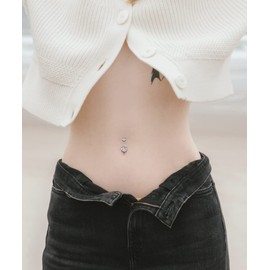 vcmart G23 Titanium Belly Button Piercing 10 mm Heart Belly Piercing Ring with Zirconia Crystal, Titanium