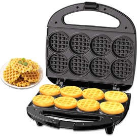 OSTBA Mini Waffle Maker, 8 * 2 inch Belgian Waffle Iron, 750W Non-Stick Electric Waffle Machine for Breakfast, Easy to Clean, Compact for Kids & Family Use