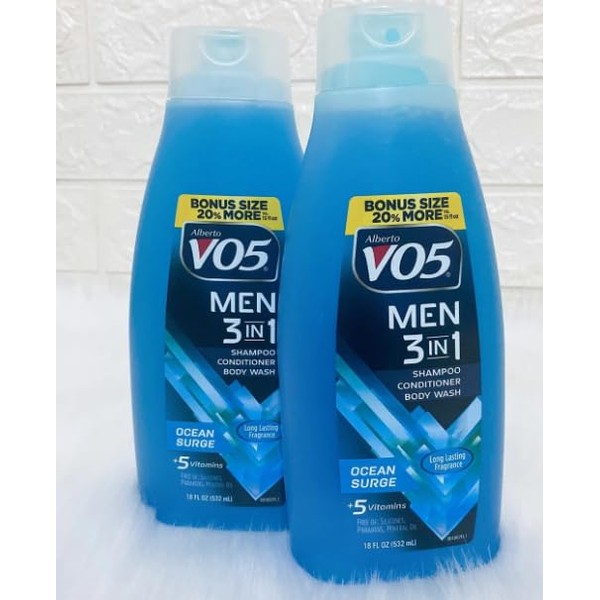 VO5 Men's 3-in-1 Ocean Surge Shampoo, Conditioner & Body Wash Gel (2 Pack)18-oz.