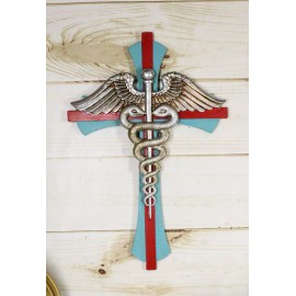 Physician Healer Caduceus Herald's Wand Entwined Serpents Winged Wall Cross