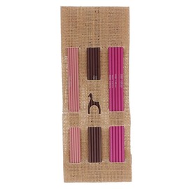 Pony Colour: Knitting Pins: Double-Ended: 3 Sets of 5 in Jute Case: Assorted Sizes
