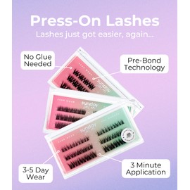 Lola's Lashes Pre-glued Lashes | Bold Definition Starter Kit | Pre-Glues Lashes | Easy Application | Stick & Clamp Tools Included | 5 Days Wear & Waterproof | 10-14mm