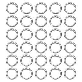 QUARKZMAN 30 Stück Trigger-Feder O-Ringe, 3/4" (19mm) Runde Schlüsselring-Clips Snap-Schnalle Zinklegierung Trigger-Ringe für Schlüsselring-Schnalle Handtaschen, Hell-Silber