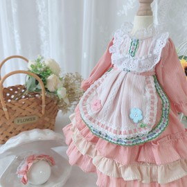 1/4 1/6 1/3 BJD Sphere Joint Doll Dress Doll Costume Doll Maid Clothes Sphere Joint Doll Dress Up Doll Dress Princess Dress Maid Clothes(Head, Body Not Included) Pink (1/4)