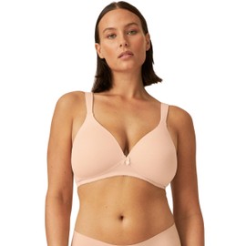 Naturana® Women’s Bra without Underwire (Cup A–D), 100% Padded Straps, Bra without Underwire with Seamless Cups, Women’s Bra with Underbust Band, light beige