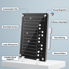 NiHome Magnetic Acrylic to Do List Planning Board with Sliders & Desktop Stand, Multifunctional Chore Chart for Kids & Adults, Checklist Routine Chart Task Board with Marker for Fridge & Desk (Black)