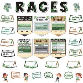 Chiisong Races Writing Strategy Poster for Classroom Writing Classroom Decorations Bulletin Board Set for Teaching Supplies Elementary Middle School Home Wall Decor(Eucalyptus)