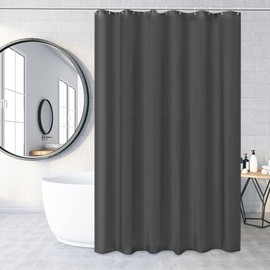 Miorkly Shower Curtain Dark Gray,Anti-Mould Proof Resistant,Resistant Washable Bathroom Curtains,Waterproof,Weighted Hem,100% Polyester,12 Hooks and 1 Magnetic Rope(180 x 180 cm,Dark Gray)