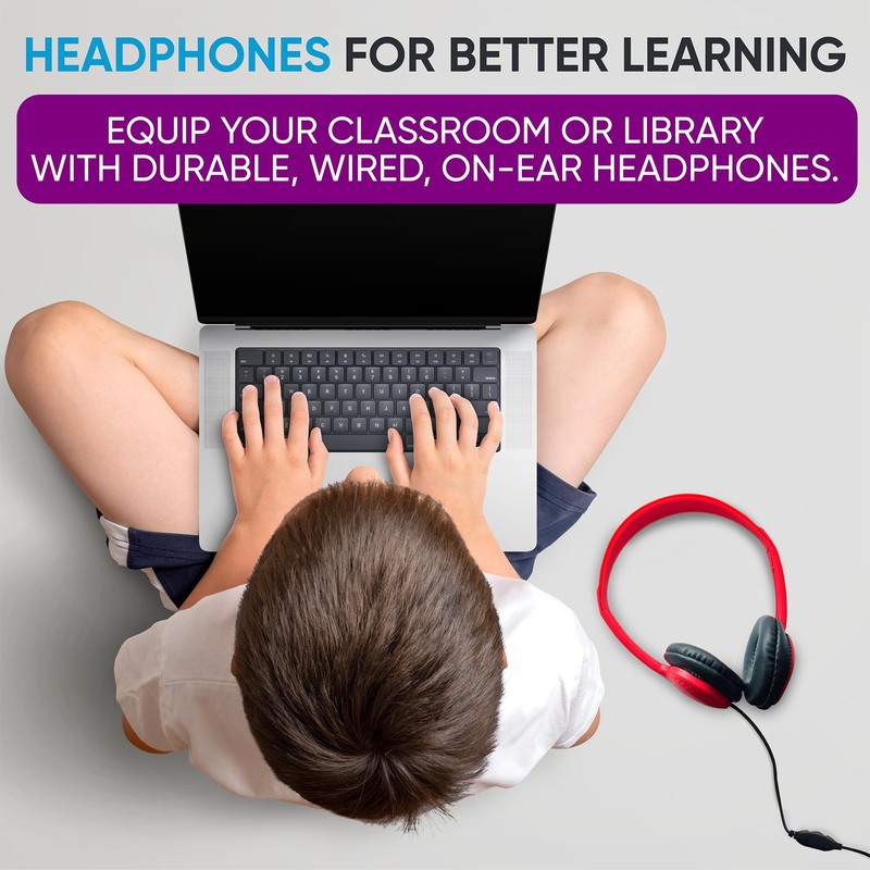 50 Pack Bulk Wired On-Ear Leather Headphones with 3.5mm Connector