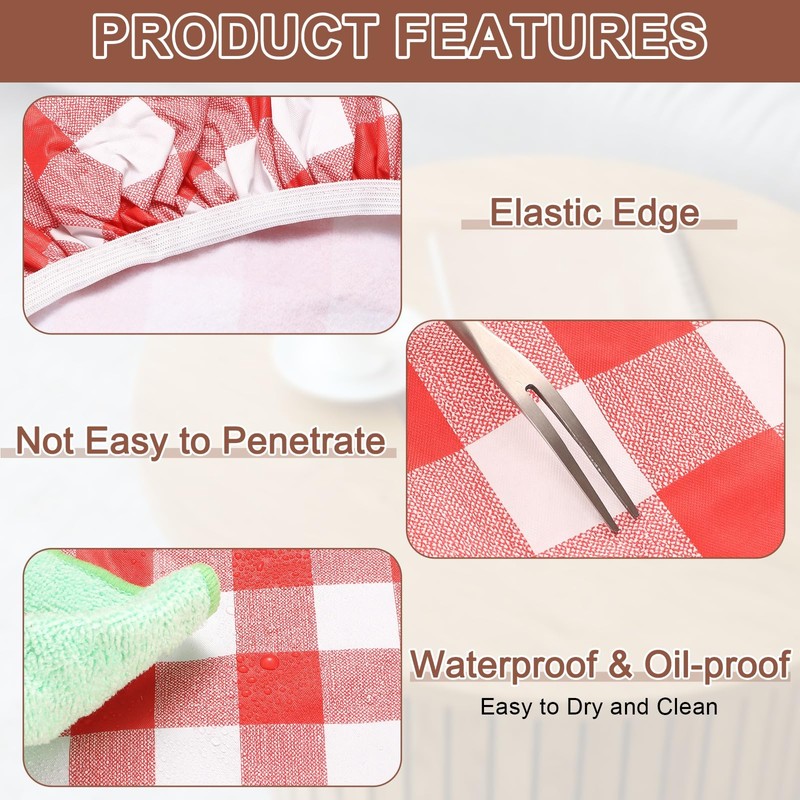 sourcing map 48-inch Round Fitted Tablecloth with Elastic Edge, Round