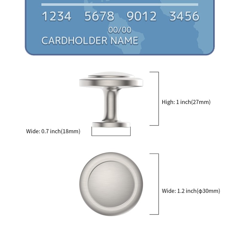 9BUILD 10 Pack Brushed Satin Nickel Drawer Knobs Round Cabinet