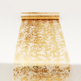 FEXIA Gold Table Runner 20FT Long Graduation Decorations for Prom Send off 2024 Sequin Glitter Thin Mesh Table Runner Roll for Wedding Centerpiece Table Decoration for DIY Home Decor