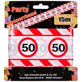 1 DEKOBAND ABSPERRBAND Geburtstag Zahl 50 DEKO 15m Kunststoff
