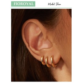 FIOROYAL 5Pairs Sterling Silver Hoops Earrings for Women 14K Gold Plated Small Gold Hoop Earrings for Women Gril Men Cubic Zirconia Cartilage Sleepers Huggie Hoop Earrings 6/7/8/9/10mm G