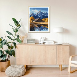 ARNLRDYA Grand Teton Moulton Barn Paint by Number, National Park Paint by Numbers for Adult, Forest Rivers Autumn Scenery DIY Acrylic Painting Kits for Gift Home Wall Decor(16×20inches, Unframe)