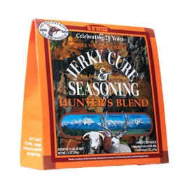Hi Mountain Jerky Seasoning and Cure Kit | HUNTERS BLEND | Beef Jerky Seasoning | Perfect for Beef, Venison, Elk, & Deer | Seasons up to 15 lbs. of Meat (1 Box)