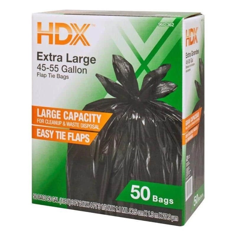HDX 50 Gallon Black Extra Large Trash Bags (50-Count)